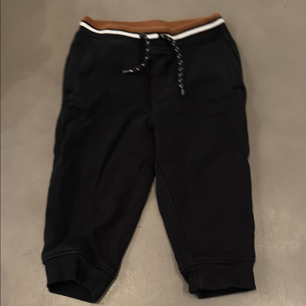 J&J Black Jogger Pants with Brown Waistband